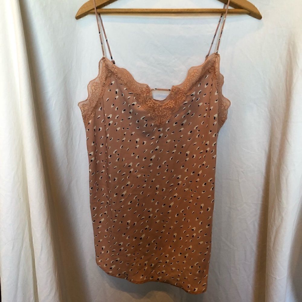 Hailey & Co. Sleeveless blouse, peach with blue and white flecks Small